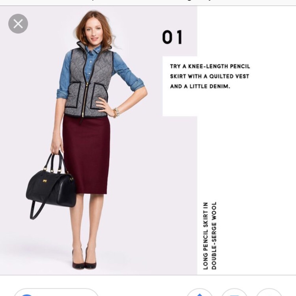 JCrew Perfect Pencil Skirt in Burgundy